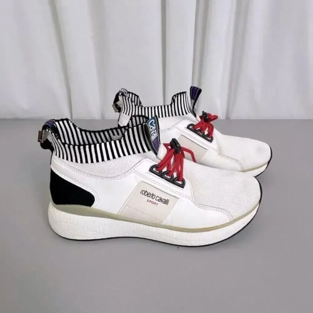 ROBERTO CAVALLI SPORT MENS SNEAKERS WHITE SIZE 8 1/2